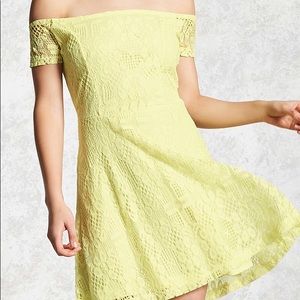 Forever 21 lace off-the-shoulder yellow dress